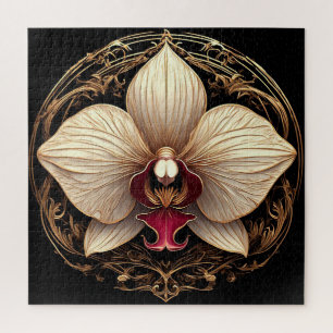 Elegantes Design der goldenen Orchidee Puzzle
