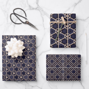 Elegantes Design für die Marine und Gold in der Na Geschenkpapier Set