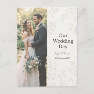 Elegantes Design für unser Hochzeitsfoto mit flora Postkarte