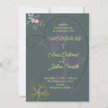 Elegantes Design mit Blumen und Herz-Hochzeitskart