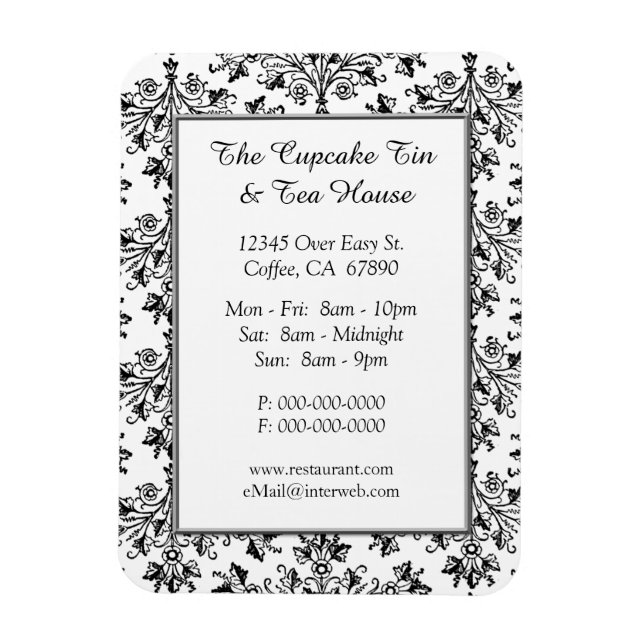 Elegantes Design-Restaurant Damask Muster Magnet (Vertikal)