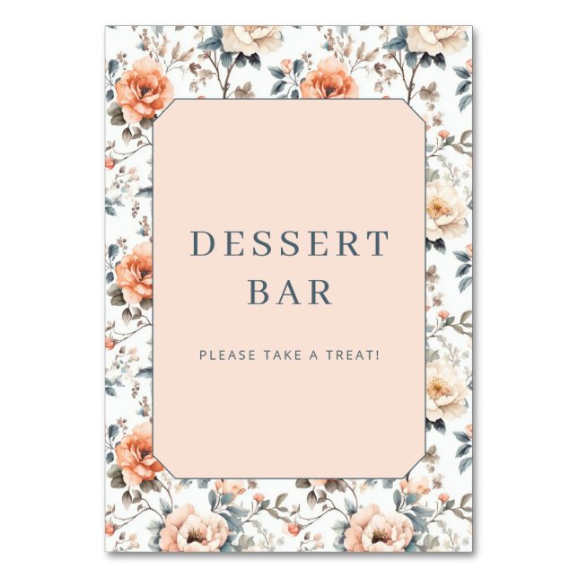Elegantes Dessertbar-Schild Tischnummer (Vorderseite)