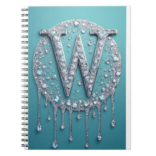 Elegantes Diamant W Initial Glam Monogramm als Ges Notizblock