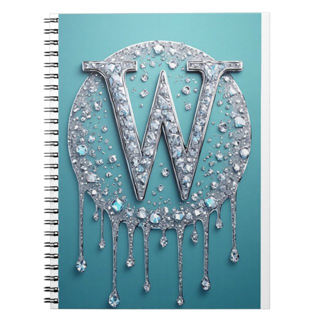 Elegantes Diamant W Initial Glam Monogramm als Ges Notizblock (Vorderseite)