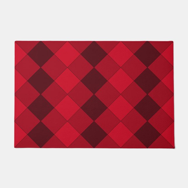 Elegantes Diamantmuster in Rot-Grau-Schatten Fußmatte (Vorderseite)