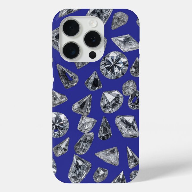 Elegantes Diamond-Muster auf blauem Hintergrund Case-Mate iPhone Hülle (Rückseite)