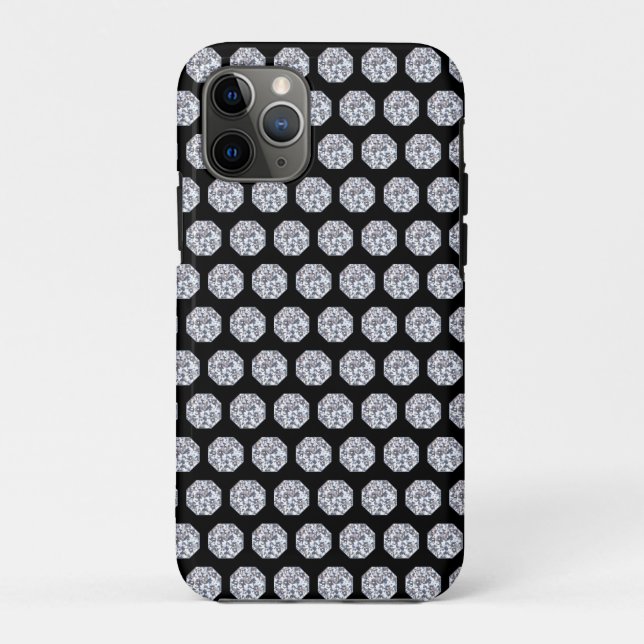 Elegantes Diamond-Muster auf schwarz Case-Mate iPhone Hülle (Rückseite)