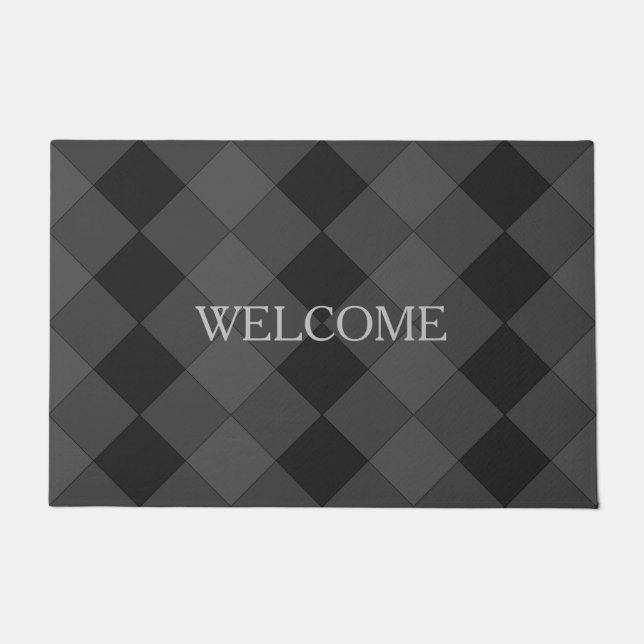 Elegantes Diamond Muster in Gray Shades Willkommen Fußmatte (Vorderseite)