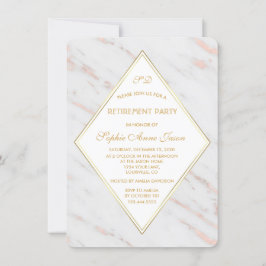 Elegantes Diamond Rose Gold Marble Retirement Part Einladung