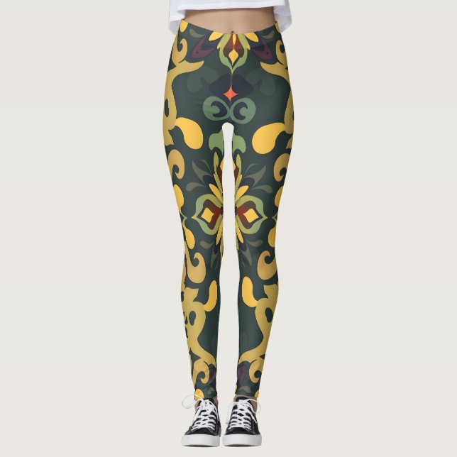 Elegantes Digitaldruckmuster - Leggings farbenfroh (Vorderseite)