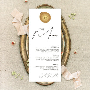 Elegantes Dinner-Menü mit einfacher Gold Wax Brief Werbekarte