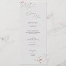 Elegantes Dinner-Menü mit schlichten grauen und ro