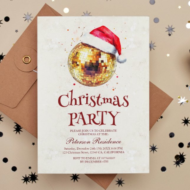 Elegantes Disco Ball New Year's Eve Party Einladung (Von Creator hochgeladen)