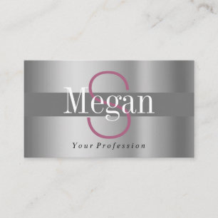 Elegantes DIY-Monogramm Name, Silber Braunrot Grau Visitenkarte