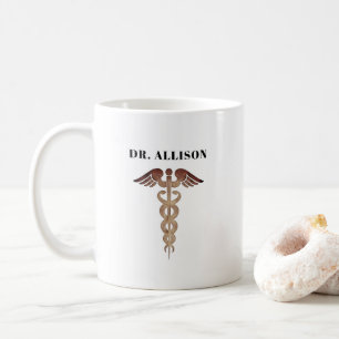 Elegantes Doctor Gold Caduceus Symbol Personalisie Kaffeetasse