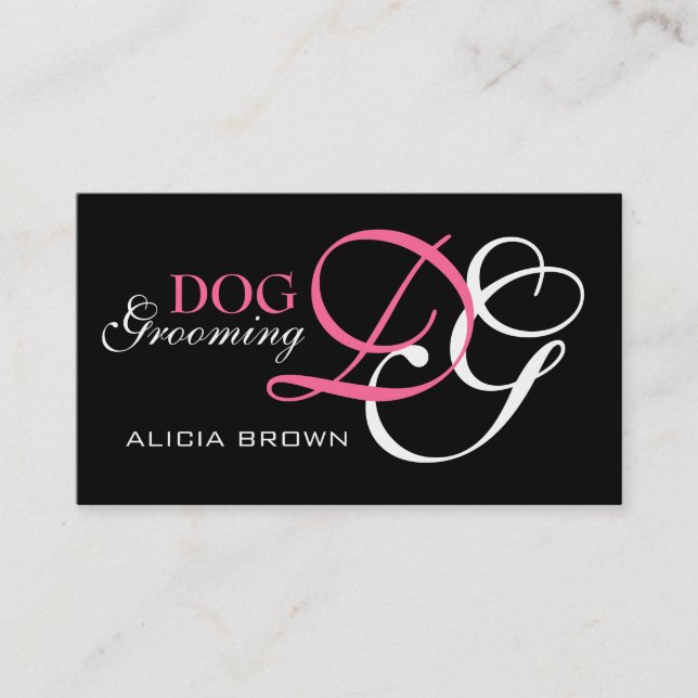 Elegantes Dog Grooming Business Card Monogramm Visitenkarte (Vorderseite)