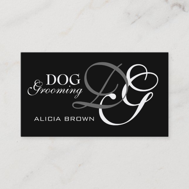 Elegantes Dog Grooming Business Card Monogramm Visitenkarte