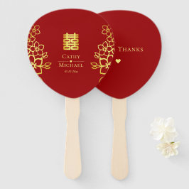 Elegantes doppeltes Glück Chinesische Hochzeit mit Fächer