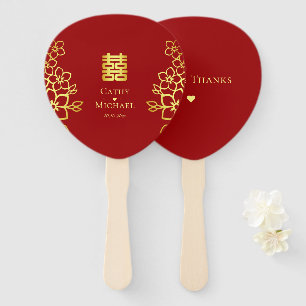 Elegantes doppeltes Glück Chinesische Hochzeit mit Fächer