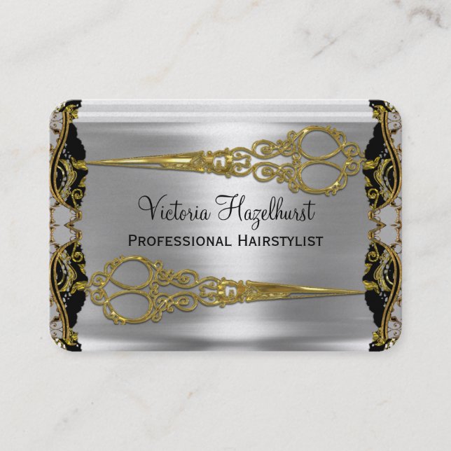 Elegantes Doppeltes Scissors französischen Visitenkarte (Vorderseite)