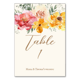 Elegantes Drehbuch Herbst Blume Hochzeit Tischnummer