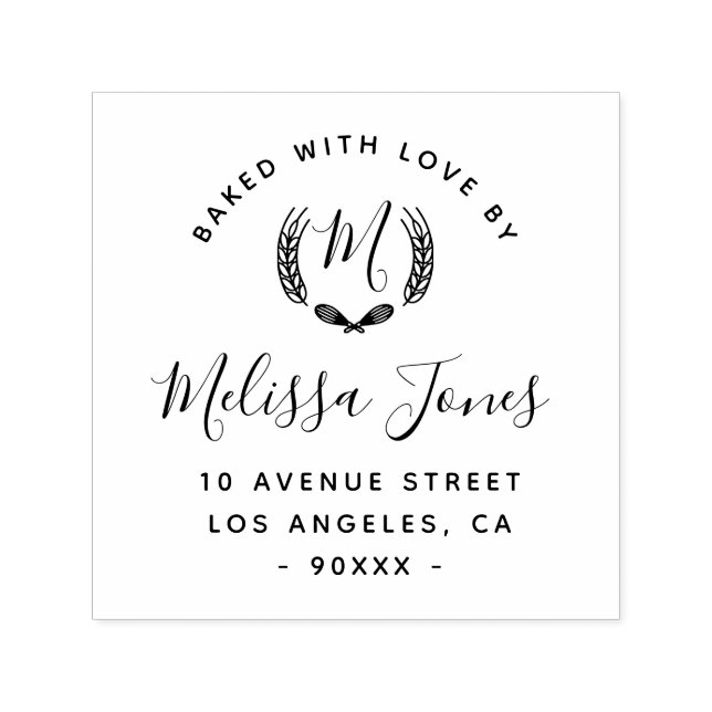 Elegantes Drehbuch personalisiert Bakery Logo Permastempel (Design)