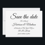 Elegantes Drehbuch Schwarz-Weiß Hochzeit Gerettet  Save The Date<br><div class="desc">Save the Date,  elegante Script Calligraphy Wedding Announcement Card. Schwarz und Weiß</div>