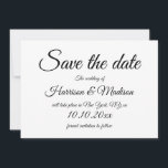Elegantes Drehbuch Schwarz-Weiß Hochzeit Gerettet  Save The Date<br><div class="desc">Save the Date,  elegante Script Calligraphy Wedding Announcement Card. Schwarz und Weiß</div>