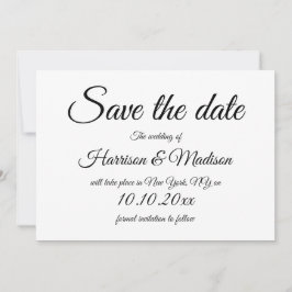 Elegantes Drehbuch Schwarz-Weiß Hochzeit Gerettet  Save The Date