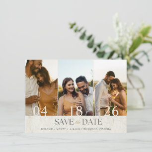 Elegantes Drei-Foto-Hochzeit speichern Sie das Dat Save The Date