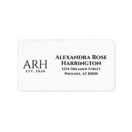 Elegantes dreibuchstabiges Monogramm   Adressaufkleber