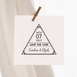 Elegantes Dreieck Save the Date Hochzeit Gummistempel