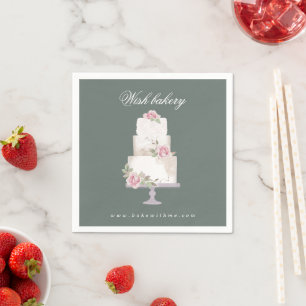 elegantes, dreistufiges Hochzeitstorte-Monogramm Serviette