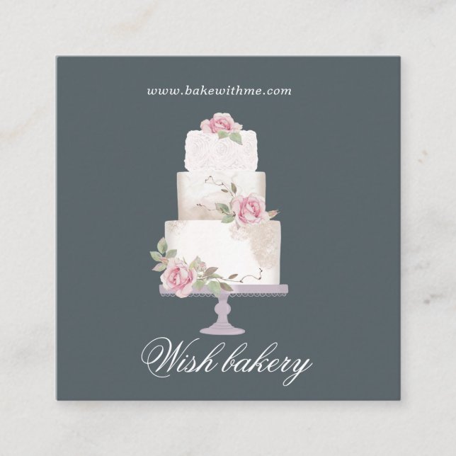 elegantes, dreistufiges Kuchengebäck Quadratische Visitenkarte (Vorderseite)