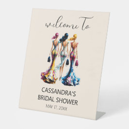 Elegantes Dressing Girls Willkommen Brautparty Sockelschild