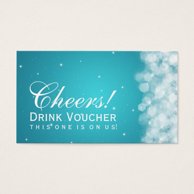 Elegantes Drink Voucher Party Sparkle Türkis (Vorderseite)