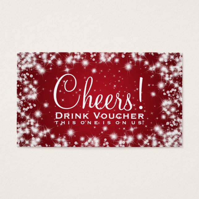 Elegantes Drink Voucher Party Winter Sparkle Rot (Vorderseite)