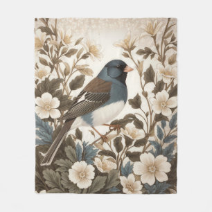 Elegantes Dunkeläugiger Junco Creme-Blumenmuster Fleecedecke