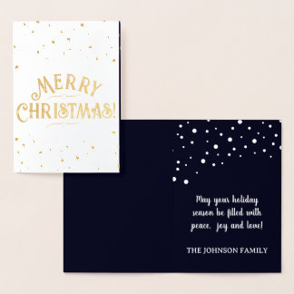 Elegantes Dunkelblau Frohe Weihnachten Gold/Silber Folienkarte