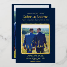 Elegantes Dunkelblau und GOLD - schwule Hochzeit