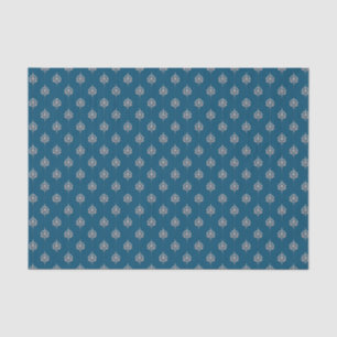 Elegantes dunkelblaues Damastmuster Seidenpapier