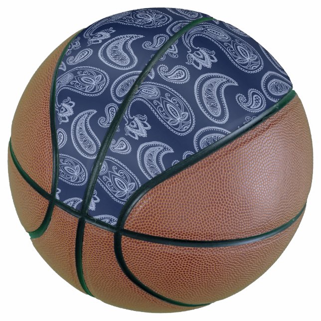 Elegantes, dunkelblaues Paisley-Muster Basketball (angewinkelt)
