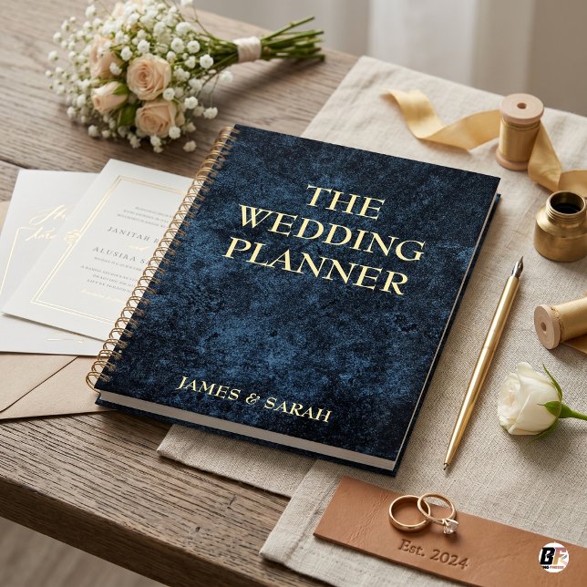 Elegantes, dunkelblaues, texturiertes Hochzeitspla Planer (#wedding)