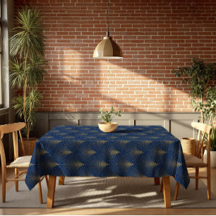 Elegantes dunkelblaues und goldenes Art-Deco-Muste Tischdecke