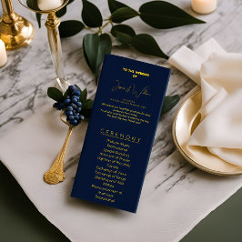 Elegantes dunkelblaues und goldenes Hochzeitsprogr Programm