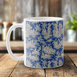 Elegantes dunkelblaues Vintage-Toile-De-Jouy Kaffeetasse