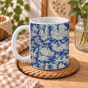 Elegantes dunkelblaues Vintage-Toile-De-Jouy Kaffeetasse
