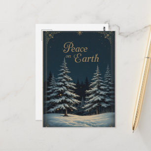 Elegantes dunkelblaues Weihnachten und strahlender Postkarte