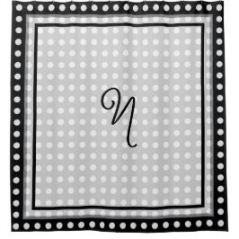 Elegantes dunkelgraues Rahmen-Schriftmonogramm Duschvorhang