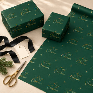 Elegantes Dunkelgrün Gold Frohe Weihnachten Geschenkpapier